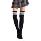 thumbnail image 1 of Sonducket Paquete de 2 calcetines a rayas de talla grande hasta el muslo, transpirabilidad, apariencia única y flexible, calcetines antideslizantes, Medias arcoiris deportivo negro, 1 of 6