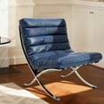 thumbnail image 5 of CRO Decor 29.3'' W Genuine Leather Accent Lounge Chair(Blue), 5 of 8