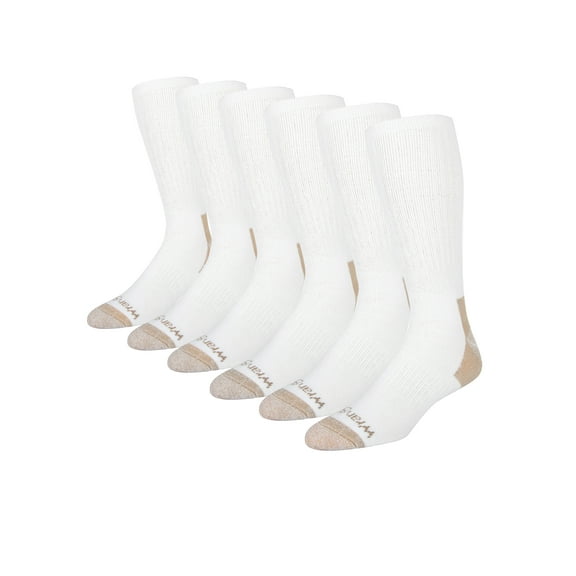 Wrangler Men's Ultimate Comfort Crew Socks, Work Socks for Men, White, 6 Pack