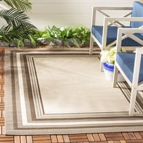 Safavieh Courtyard Phoebe Bordered Indoor/Outdoor Area Rug, Beige/Dark Beige, 8' x 11'