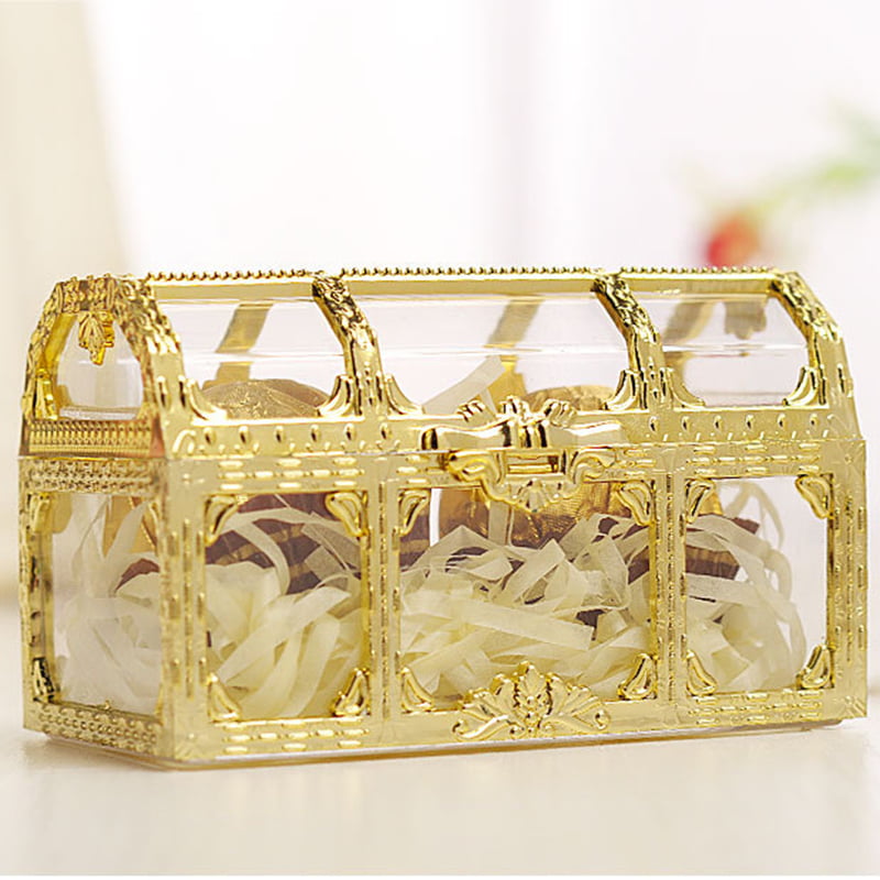 12pcs Gold/Silver Treasure Chest Wedding Favors Souvenir Packing Candy Box Set 
