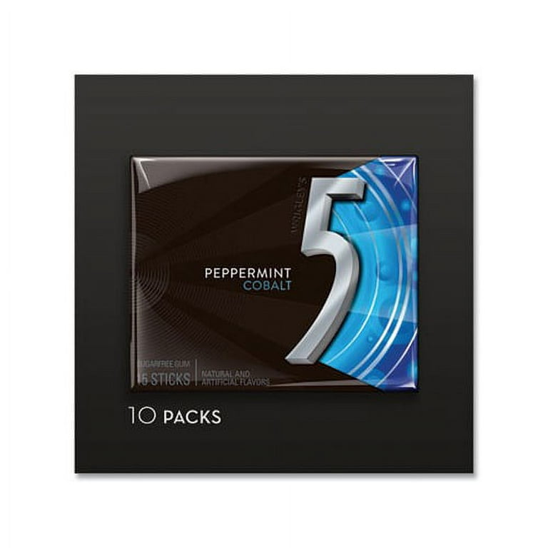 5 Gum, Peppermint Cobalt, 15 Sticks/Pack, 10 Packs/Box 5 Gum, Peppermint Cobalt, 15 Sticks/Pack, 10 Packs/Box