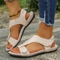 thumbnail image 4 of Womens Comfort Sandals Cushioned for Walking, Adjustable T-Strap Everyday Sandals for Women in Beige,Size 38, 4 of 8