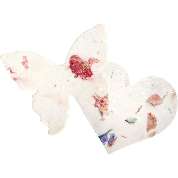 Seed Bloom 48pcs Plantable Seed Paper – 24 Heart & 24 Butterfly Shapes for Bridal Shower, Weddings, and Gifts