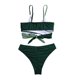thumbnail image 5 of Traje de baño de 2 piezas para mujer, trajes de baño para mujer, traje de baño bikini de dos piezas de moda femenina con bloques de color y color sólido., 5 of 7