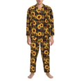 thumbnail image 3 of Balery Brown Blue Plaid Sunflower Pijama para Hombre de Dos Piezas con Manga Larga, Conjunto de Dormir y Descanso Suave con Bolsillos-XX-Large, 3 of 7