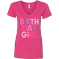 thumbnail image 3 of Inktastic Birthday Girl Pink Purple Ombre Women's V-Neck T-Shirt, 3 of 5