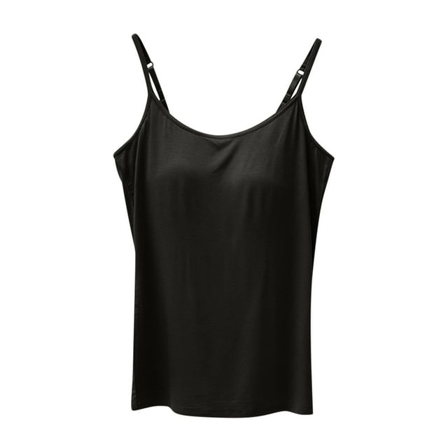 AherBiu Tank Tops with Built in Bras Padded Basic Camisole Comfy Adjustable Spaghetti Strap Sleeveless Tops Homewear