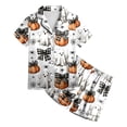 thumbnail image 6 of Dmsael Halloween Pajamas Kids Girls Silk Satin Pajamas Set Short Sleeve Sleepwear Button Loungewear 2 Piece Pjs Shorts Set, 6 of 6