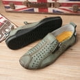 thumbnail image 5 of Mens Breathable Casual Shoes Comfortable Leather Loafers Outdoor Hiking Driving Shoes Lightweight Non-slip Green 6.5 US, 5 of 7