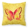 Carolines Treasures 8857PW1414 Butterfly on Yellow Canvas Fabric Decorative Pillow 14Hx14W multicolor