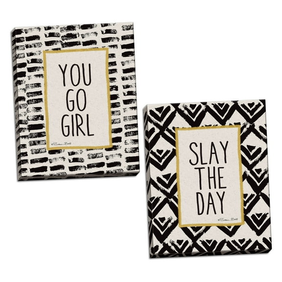 Gango Home Decor Contemporary Slay the Day & You Go Girl! by Susan Ball (Ready to Hang); Two 12x16in Hand-Stretched Canvases