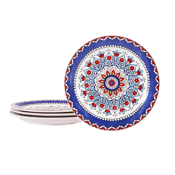Bico Boho Totem Salad Plates Set of 4, 8.75 Inch Ceramic Dessert Plates for Salad, Appetizer, Side Dishes, Microwave and Dishwasher Safe, Gift for Housewarming and Thanksgiving