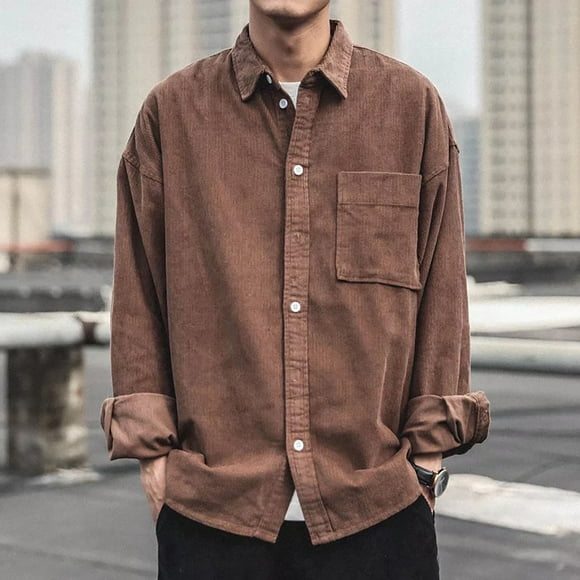 Gspmoly Tshirts for Men, Men'S Vintage Casual Pocket Personality Checkered Printing Button Lapel Fashion Long Sleeve Cardigan Shirt. Men Top up to 65% Off