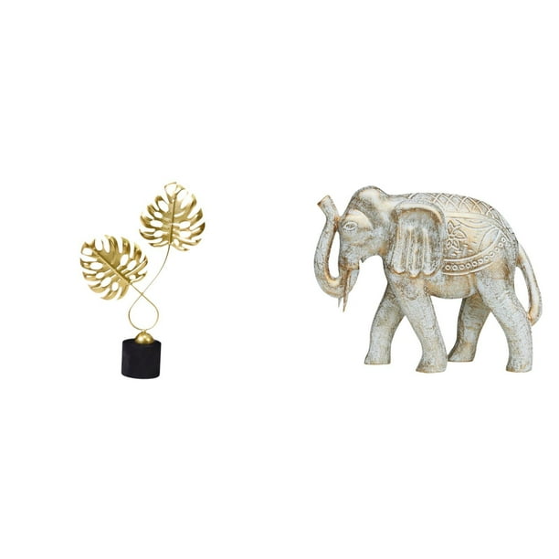 Estatua de hoja,Estatua de hoja para decoración del hogar,artesanías y obras de arte,Figura decorativa de hoja con base de madera. Regalo.,Figura de elefante,Escultura rústica de elefante