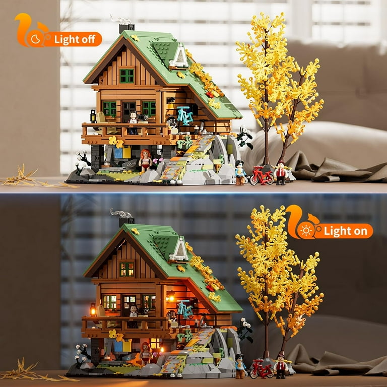FUNWHOLE Mountain Cabin: Set Di Blocchi Da Costruzione Con Luci LED (2255 Pezzi) Per Adulti E Ragazzi