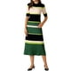 thumbnail image 4 of INSPIRE CHIC Vestidos de punto a rayas para mujer, con mangas cortas, vestido midi de suéter de ribete, 2XL, verde, 4 of 6