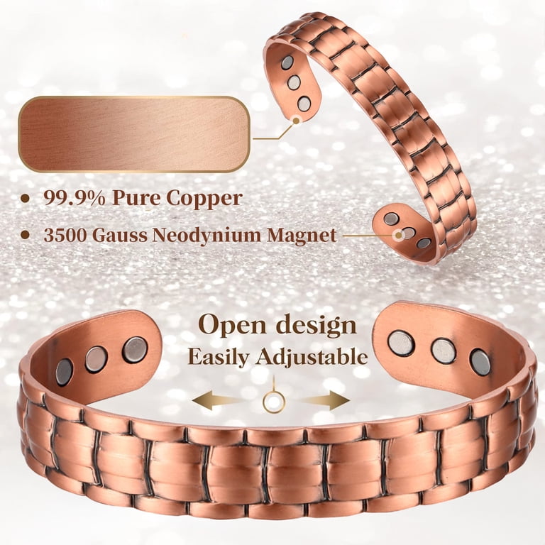 Wollet Magnetic Copper Bracelet, Adjustable Bangle photo 2