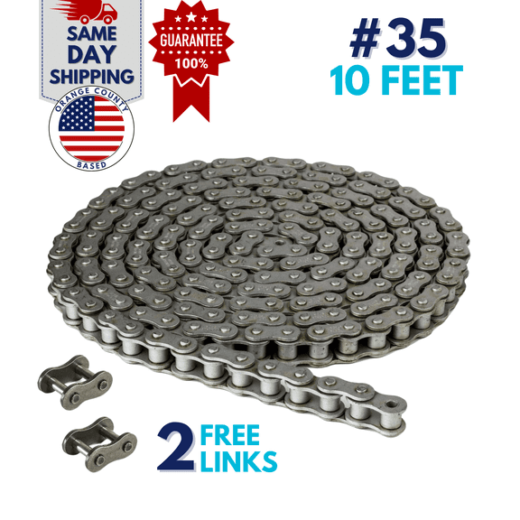 Jeremywell #35DR Dacromet Roller Chain 10 Feet   2 Master Link, Corrosion Resistant