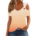 thumbnail image 5 of Raeneomay Off the Shoulder Shirt Women's Sexy Off-The-Shoulder Gradient V-Neck Short-Sleeved Top Blouse, 5 of 6