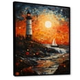 thumbnail image 2 of Designart "Lighthouse Guiding Painting V" Cityscapes Floater Framed Wall Art Living Room, 2 of 7