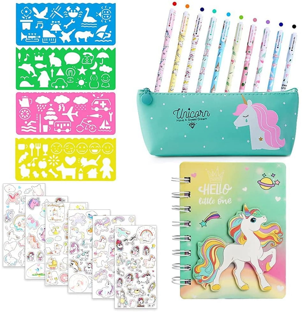 SPECOOL 10Pcs Unicorn Pens with Pencil Case School Gift for Girls