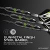 Accudart Steel Tip Dart Set 3.0 - Gunmetal Finish Steel Barrel - Hybrid Grip - Polycarbonate Shafts - Standard Shape Flights - Drop In Case Stores Fully Assembled Darts