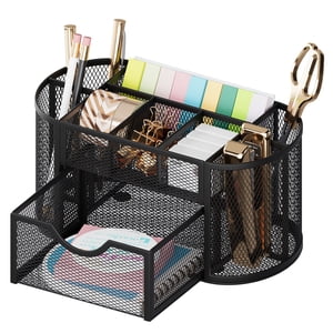GARITIN Desk Organizer With Drawers, Black Mesh