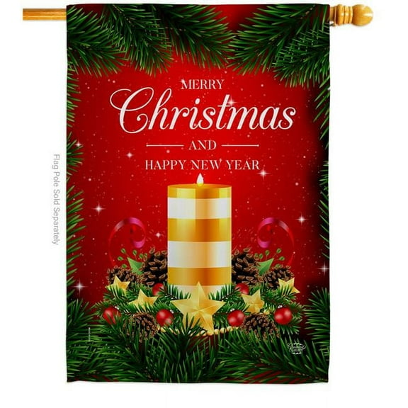 Ornament Collection H192241-BO 28 x 40 in. Christmas Candle House Flag with Winter Double-Sided Decorative Vertical Flags Decoration Banner Garden Yard Gift