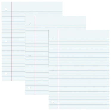 Pacon Filler Paper, White, 3-Hole Punched, Red Margin, 3/8" Ruled, 8" x 10.5", 200 Sheets Per Pack, 3 Packs