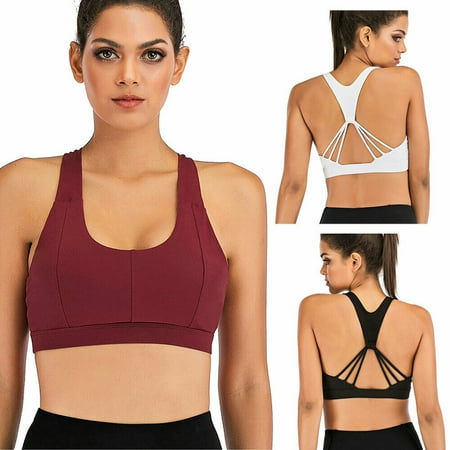 

Womens Padded Sports Bra Cross Back Bra Workout Strappy Bra Seamless Comfortable Yoga Bra