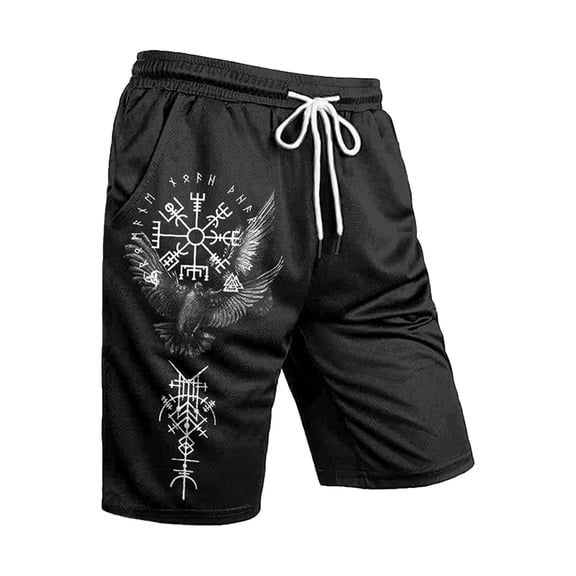 Wxolcjlv Mens Board Shorts Viking Print Summer Holiday Travel Casual Beach Shorts With Drawstring Pocket A2