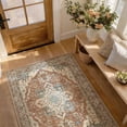 thumbnail image 3 of Toyoso 3x5 Vintage Persian Area Rug - Distressed Antique Rust Brown & Grey Silicone Carpet, 0.25" Low Pile Machine Washable Non-Slip Indoor Rug, Stain Resistant Pet Friendly Mat for Kitchen Office, 3 of 9