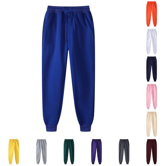 XIAONU Men's Solid Jogger Pants Drawstring Waist Ribbed Casual Trousers