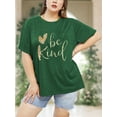 thumbnail image 2 of XCHQRTI Leopard Be Kind Shirt for Women Plus Size Graphic Tees Short Sleeve Tops, 2 of 7
