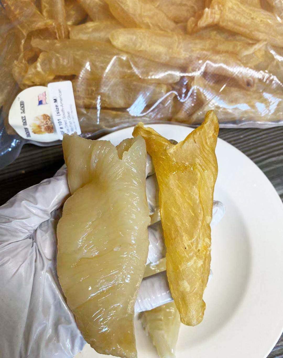 DABC OAK LAND Premium South African Dried Fish Maw AAA Grade Fish Glue,Rich in Collagen Dried Seafood Fishs Maw Roll Natural Sun Dried AAA Large 8oz/bag