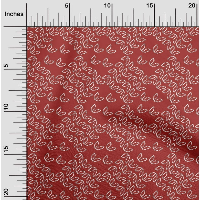 oneOone Tissu Popeline de Coton Rouge Feuilles Bandhani pour Couture Tissu Imprimé au Mètre 42 Pouces de Large