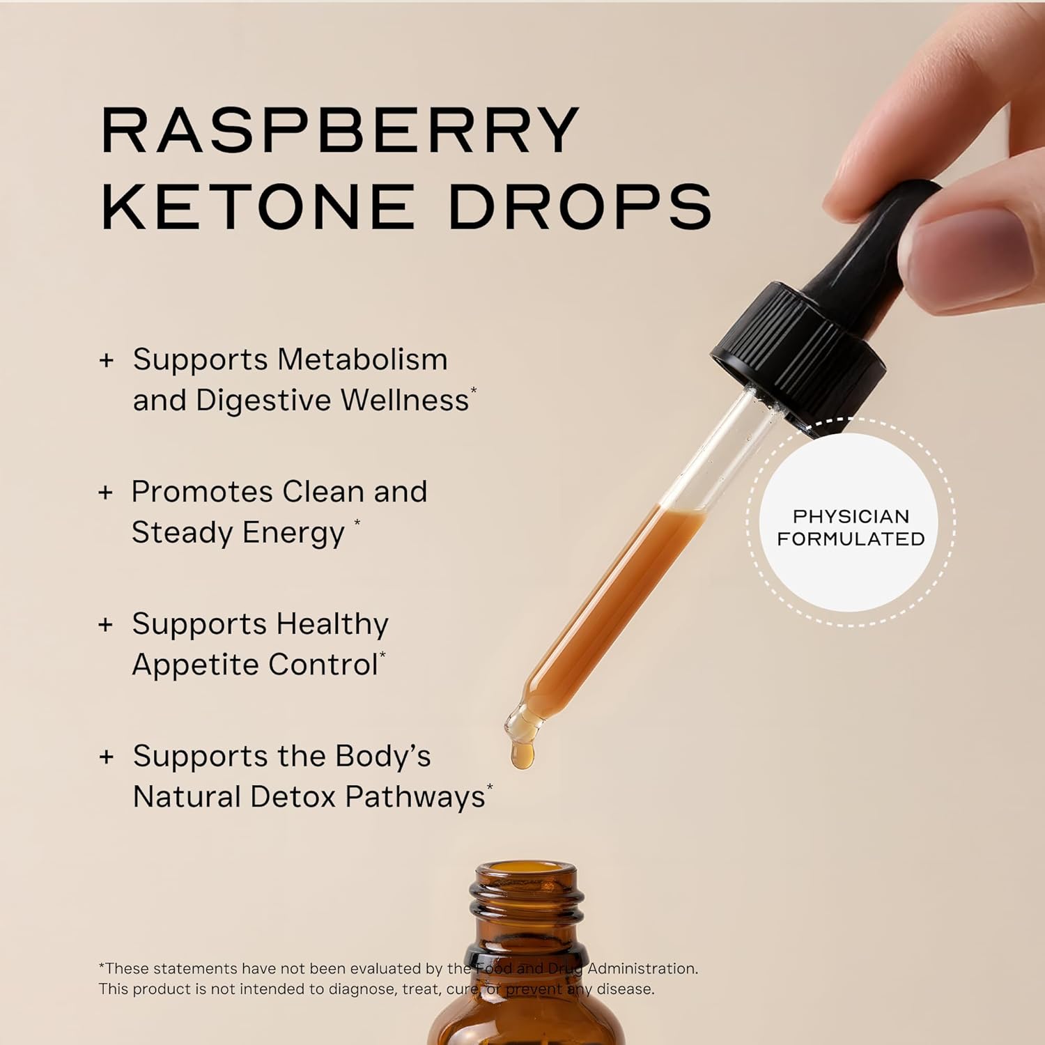 LEAN Nutraceuticals Keto Raspberry Ketone Drops, Appetite Suppressant, Fat Burner, Metabolism Boost, Cleanse, 60 ml