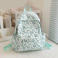 thumbnail image 3 of Cat Print School Backpack, Cute Aesthetic Backpack with Drawstring Side Pockets&Pendant, Lightweight Breathable Bookbag for Shopping Work Dating Daily Use, Green, 3 of 9