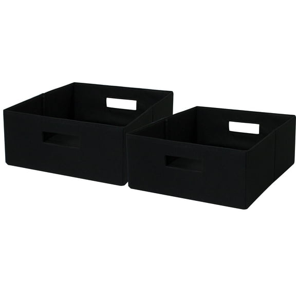 Better Homes & Gardens Half-Size Fabric Storage Bin, Black, 2 Pack