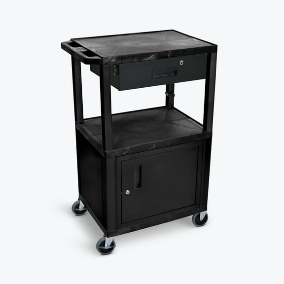FSE 373-WT42C2E-B/WTD 42"H AV Cart - 3 Shelves Cab Drawer - Black