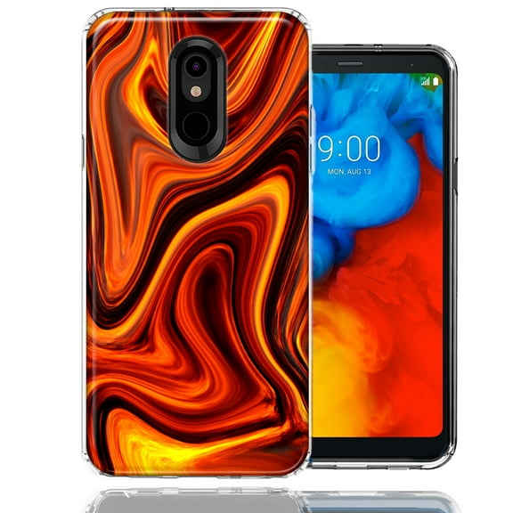 MUNDAZE For LG Stylo 5 Fire Abstract Design Double Layer Phone Case Cover