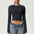 thumbnail image 3 of Jalioing Women's Crop Yoga Tops Quick Dry Long Sleeve Crew Neck Athletic Shirts Slim Fashion Summer Workout Tees, 3 of 7