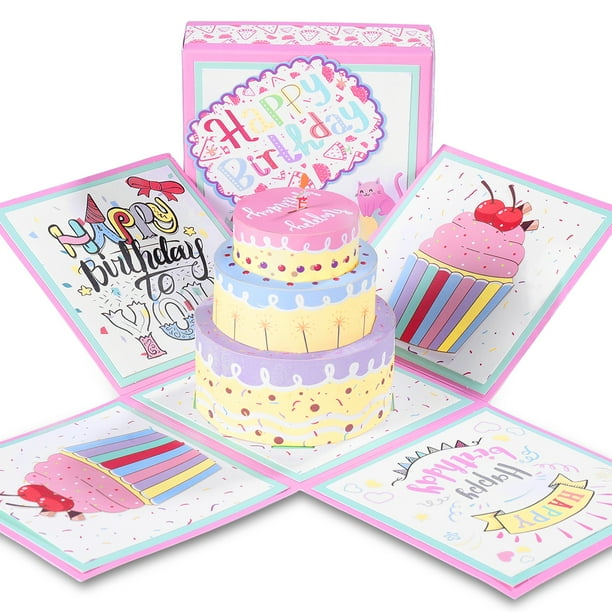 partykindom Explosion Gift Box 3D Birthday Greeting Cake PopUp