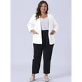 thumbnail image 3 of DARING DIVA Women's Plus Shawl Collar 3/4 Ruched Sleeve Blazers White 1X, 3 of 6