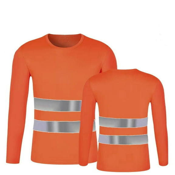 Men High Visibility Reflective Work T Shirt Long Sleeve Breathable Mesh Shirt