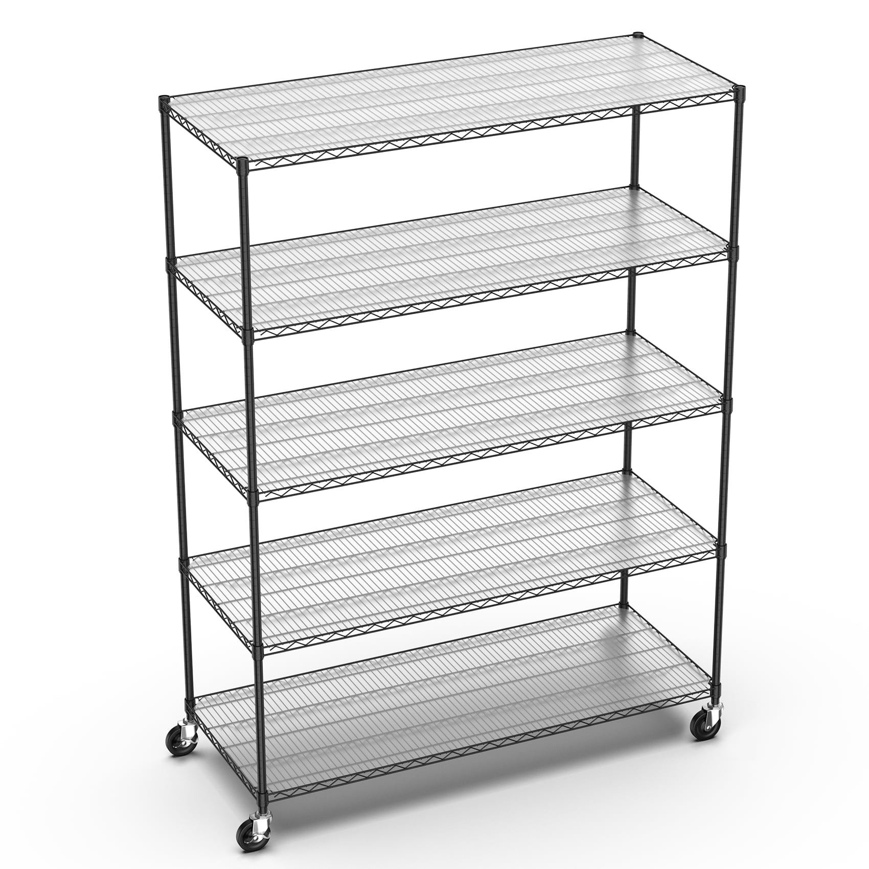 Miniyam 5 Tier 7500lbs Capacity Heavy Duty Adjustable Storage Rack, NSF Metal Shelf Wire Shelving Unit for Commercial Grade Utility Steel Storage Rack, Black