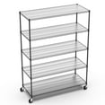 thumbnail image 2 of DUOSONG 5 Tier 7500Lbs Heavy Duty Adjustable Storage Rack Metal Shelf Wire Shelving Unit With Wheels & Shelf Liners - 82" H X 60" L X 24" D - Black Chrome Iron+Plastic Display, Shelving & Etageres, 2 of 7