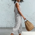 thumbnail image 6 of Cagogo Women's 2 Piece V Neck Sleeveless Shirt Wide Leg Pants Set Casual Solid Boho Vacation Outfits Loose Two Piece Lounge Matching Sets Tracksuits Travel Resort Wear Clothes, Gray S, 6 of 9