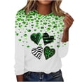 thumbnail image 3 of Feancey St.Patrick's Day Long Sleeve Tshirt for Women Heart Graphic Shamrock Print Tops Holiday Casual Plus Size Blouses St Patrick Day T-Shirts Green 5XL, 3 of 6